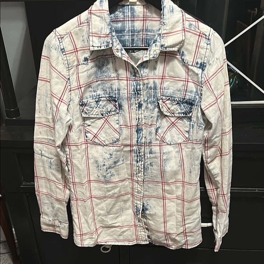 Lovestitch Red and Blue Plaid Shirt Jacket